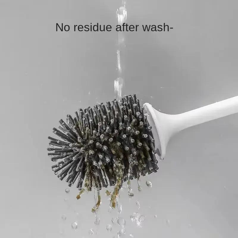 TPR Silicone Head Toilet Brush Wall Mounted Cleaning Brush Long Handle Toilet Brush Bathroom Accessories Sets Tools