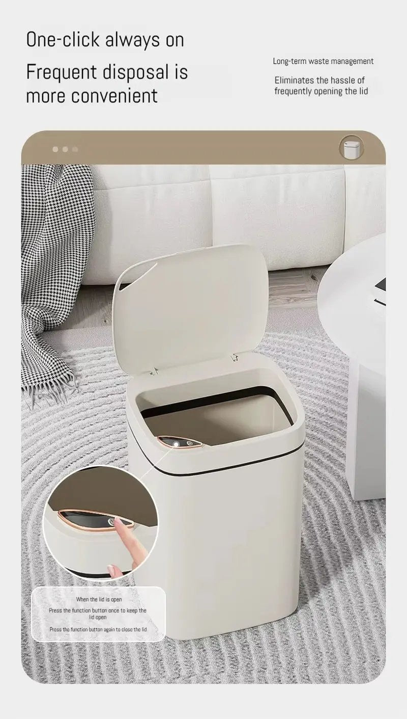 16L Smart Bathroom Trash Can White Non-Contact Narrow Smart Sensor Trash Can Smart Home Automatic Bagging Electronic Trash Can
