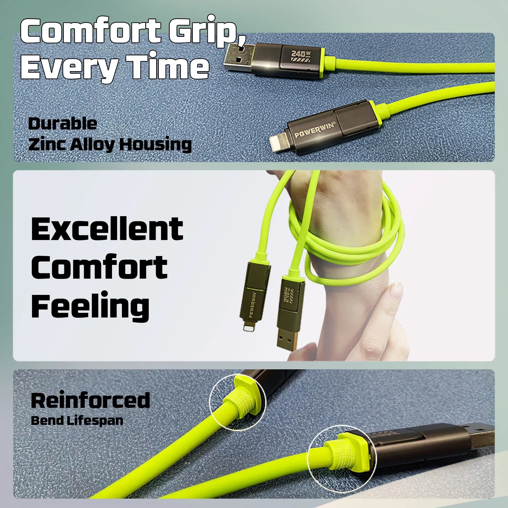 Powerwin TWS01 Bluetooth 5.4 Open-Ear Earphones + PWC240 240W 4-in-1