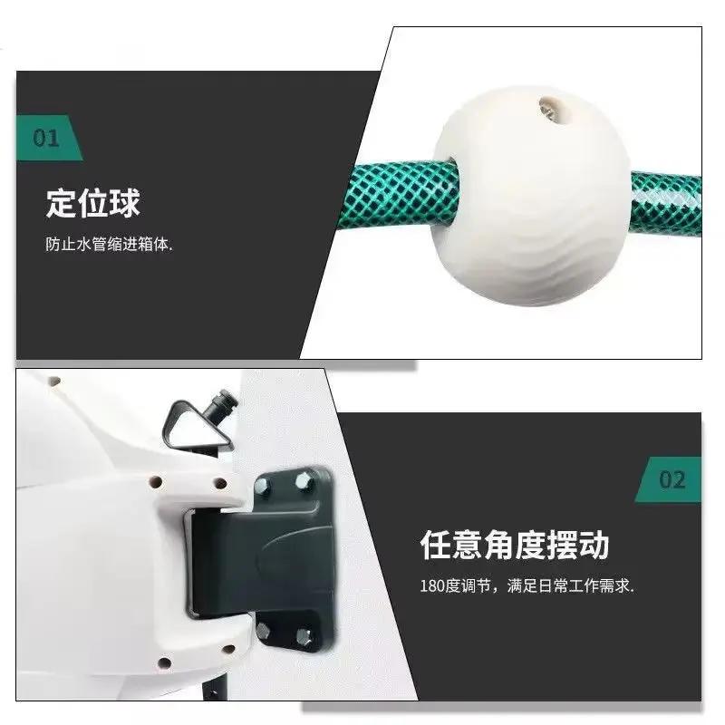 10/20M Automatic Rewind Hose Reel with 7 Pattern Hose Nozzle Water Hose Reel Slow Return System for Car Garden
