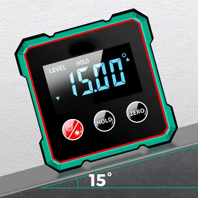 AngleMaster 360° Digital Protractor – Magnetic Laser Angle Finder with LCD Display & Inclinometer