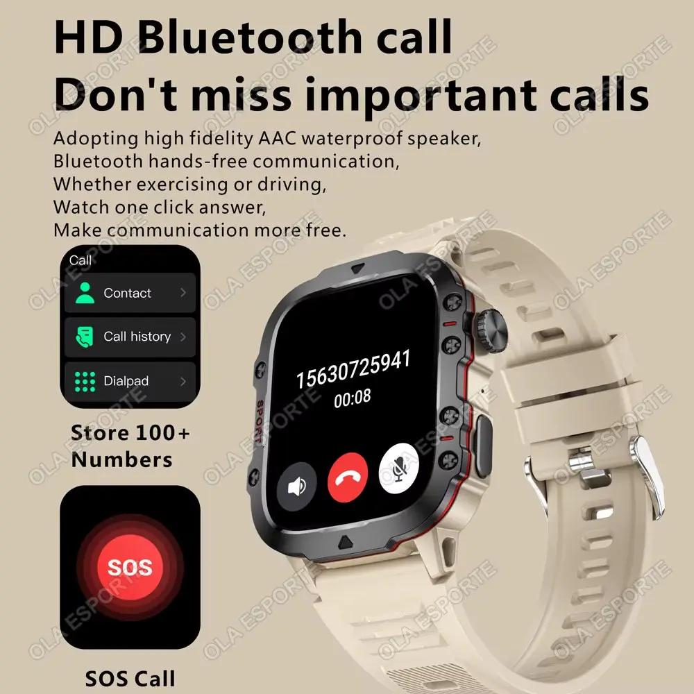 Original Men Smartwatch Flashlight Bluetooth Call Fitness Clock IP68 Waterproof Sports Men for Android IOS Smart Watch 2025 New