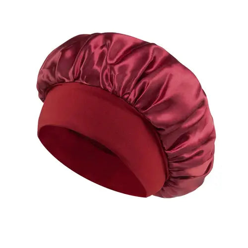 1PC Women's Satin Solid Bonnets Wide-brimmed Night Sleeping Bathing