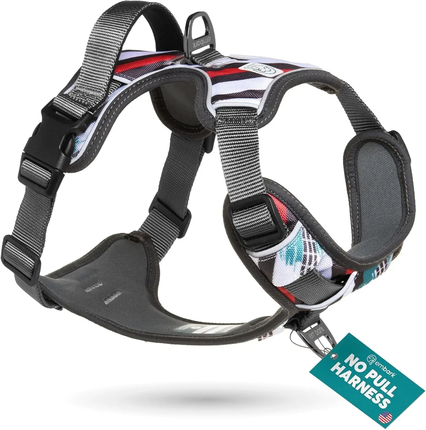 Embark Urban Dog Harness, No Pull Dog Harness with 2 Leash Clips, Dog Harness for Medium Dogs No Pull. Front & Back with Control Handle, Adjustable Black Dog Vest, Soft & Padded for Comfort