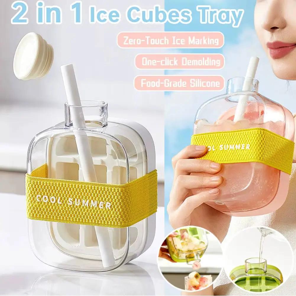 ChillSip Bottle Set – Stylish Water Bottle with Straw & Zero-Contact Ice Cube Tray