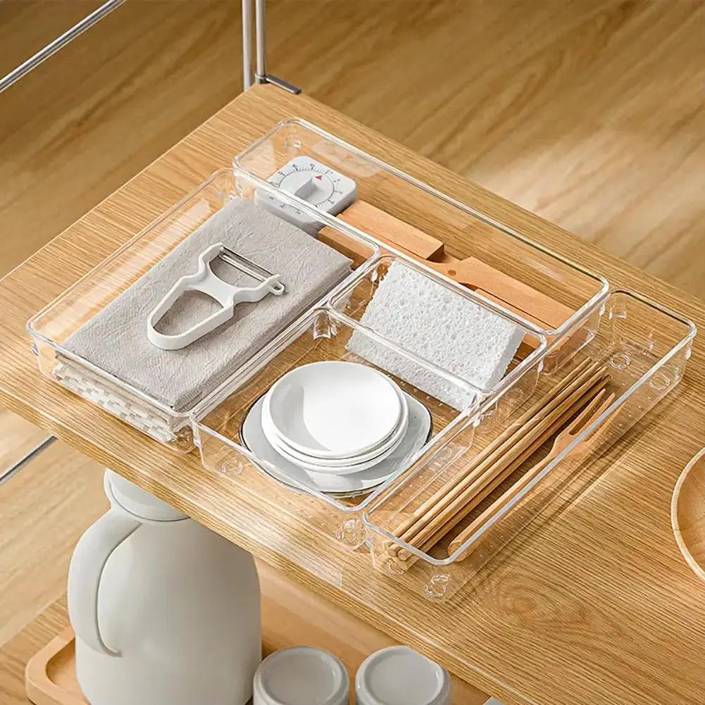 ClearNest Organizer – Transparent Anti-Scratch Drawer Storage Box for Cosmetics, Office & Home
