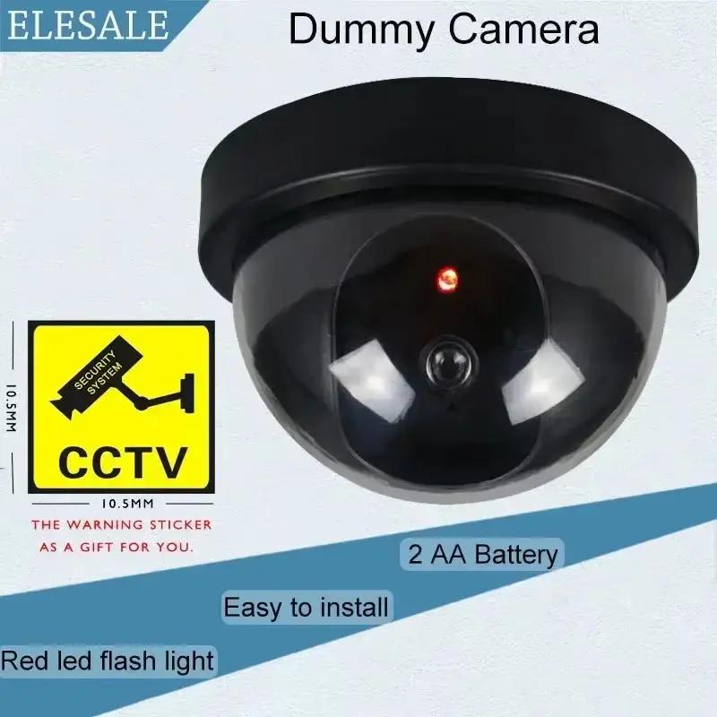 Creative Black Plastic Dome CCTV Dummy Camera Flashing Led Fake Camera Power via AA Battery Surveillance Security System