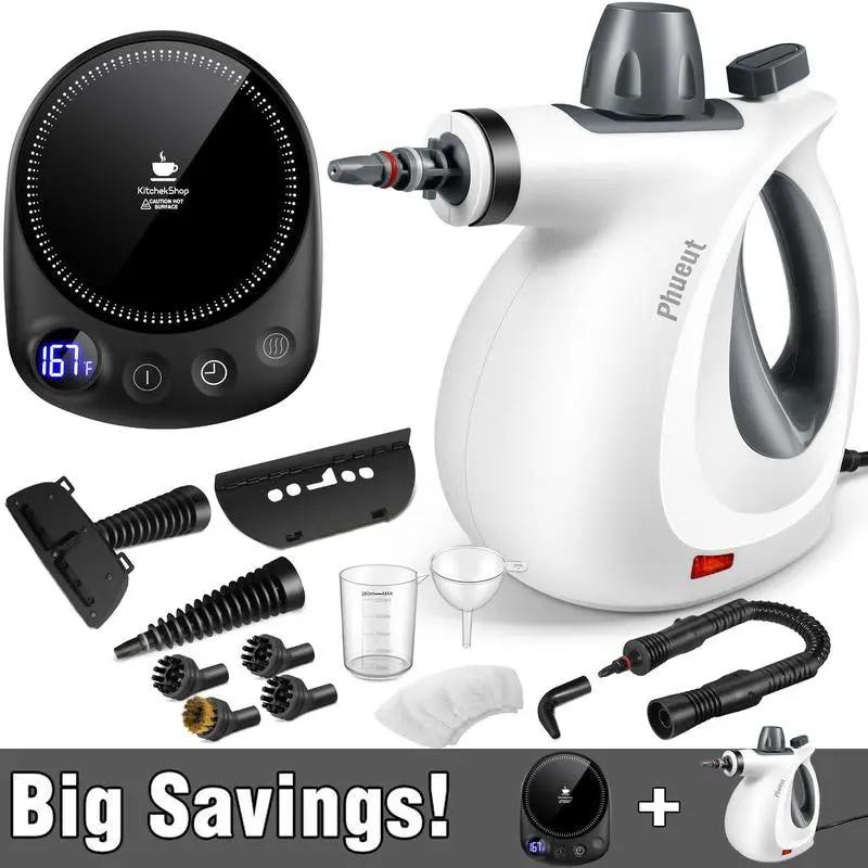 Pressurized Handheld Steam Cleaner & Rechargeable Spin Scrubber