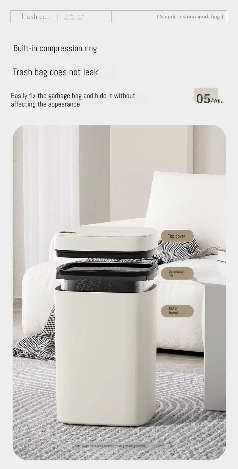 16L Smart Bathroom Trash Can White Non-Contact Narrow Smart Sensor Trash Can Smart Home Automatic Bagging Electronic Trash Can
