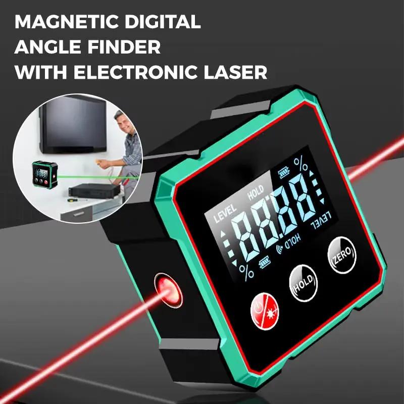 AngleMaster 360° Digital Protractor – Magnetic Laser Angle Finder with LCD Display & Inclinometer